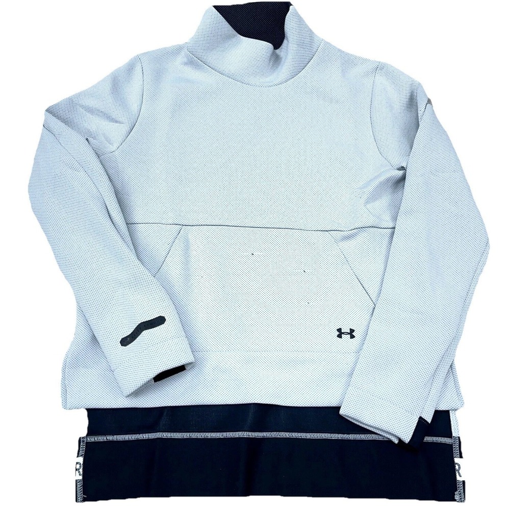 Under Armor Sweatshirt Women Medium White Black Sweater Performance Active Tech*